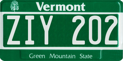 VT license plate ZIY202