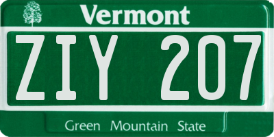 VT license plate ZIY207