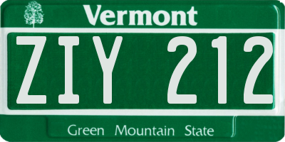 VT license plate ZIY212