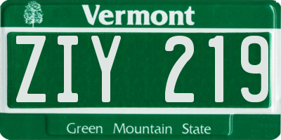 VT license plate ZIY219