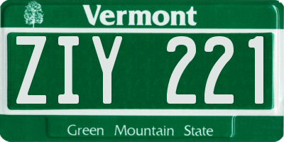 VT license plate ZIY221