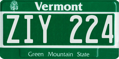 VT license plate ZIY224