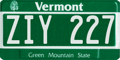 VT license plate ZIY227