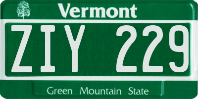 VT license plate ZIY229