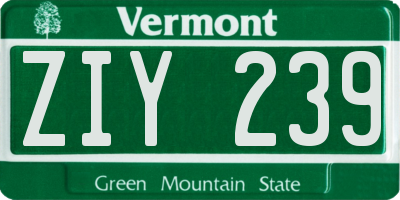 VT license plate ZIY239