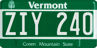 VT license plate ZIY240