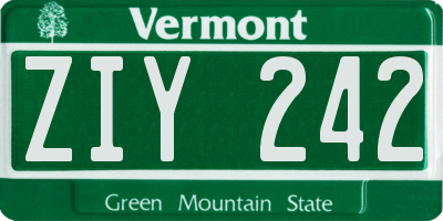 VT license plate ZIY242