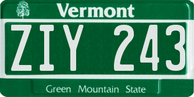 VT license plate ZIY243