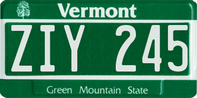 VT license plate ZIY245
