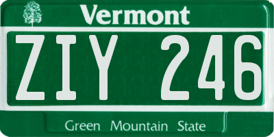 VT license plate ZIY246