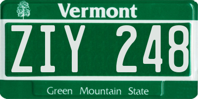VT license plate ZIY248