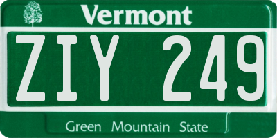 VT license plate ZIY249