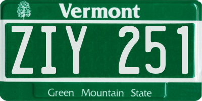 VT license plate ZIY251