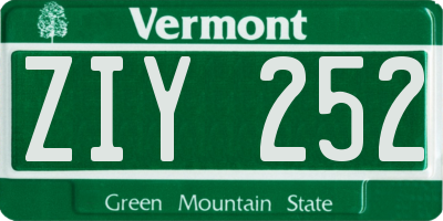 VT license plate ZIY252