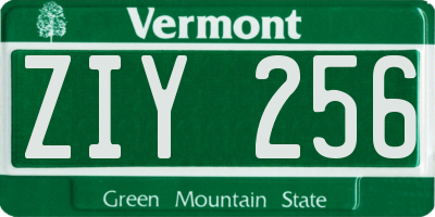 VT license plate ZIY256
