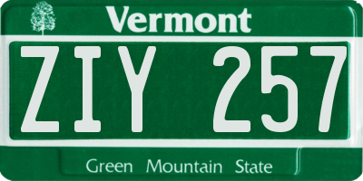 VT license plate ZIY257