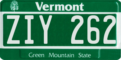 VT license plate ZIY262