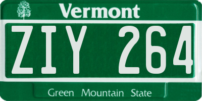 VT license plate ZIY264