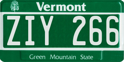VT license plate ZIY266