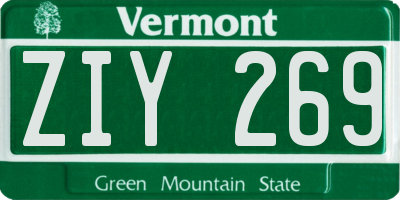 VT license plate ZIY269