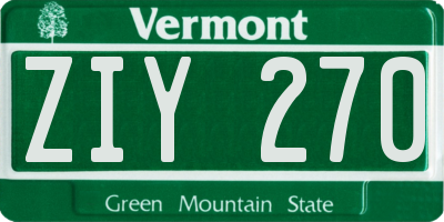 VT license plate ZIY270