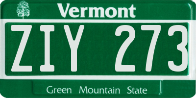 VT license plate ZIY273