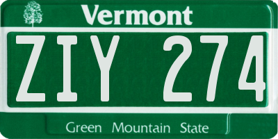 VT license plate ZIY274