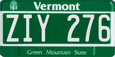 VT license plate ZIY276