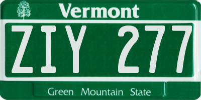 VT license plate ZIY277
