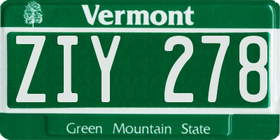 VT license plate ZIY278