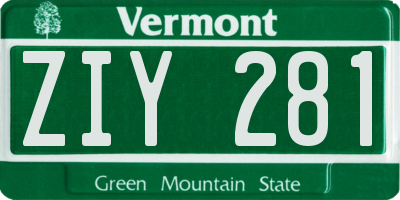 VT license plate ZIY281