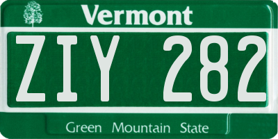 VT license plate ZIY282