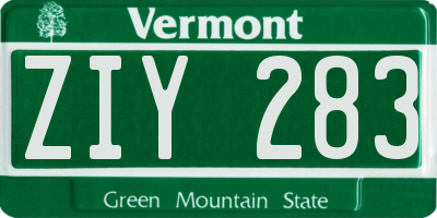 VT license plate ZIY283