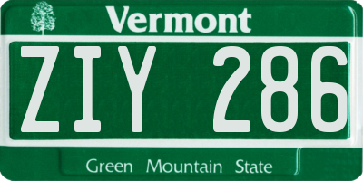 VT license plate ZIY286