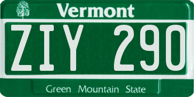 VT license plate ZIY290
