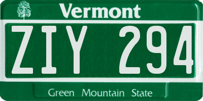 VT license plate ZIY294
