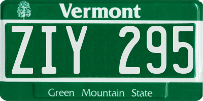 VT license plate ZIY295