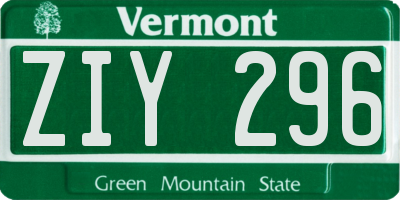 VT license plate ZIY296