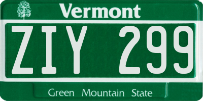 VT license plate ZIY299