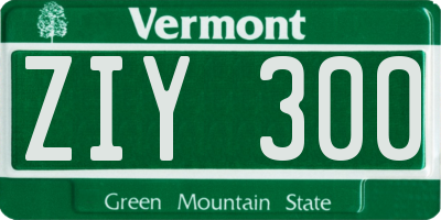 VT license plate ZIY300