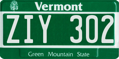 VT license plate ZIY302