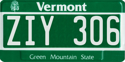 VT license plate ZIY306