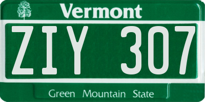 VT license plate ZIY307