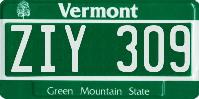 VT license plate ZIY309