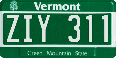 VT license plate ZIY311
