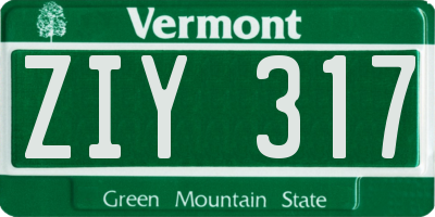 VT license plate ZIY317