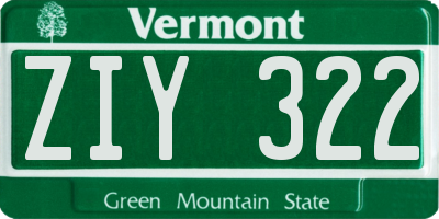 VT license plate ZIY322