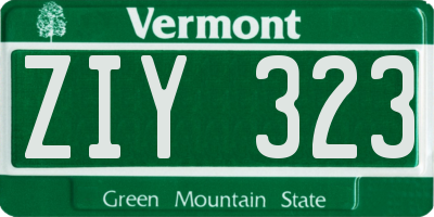 VT license plate ZIY323