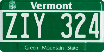 VT license plate ZIY324