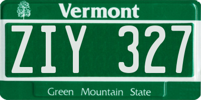 VT license plate ZIY327